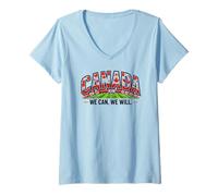 Donna Maglietta per Tifosi di Calcio 2026 Canada We Can We Will Supporters Maglietta con Collo a V