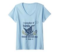 Donna Maglietta per Uccelli Uccelli Piccione Uccello Birdwatcher Maglietta con Collo a V