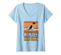 Donna Maglietta per Uccelli Uccelli Piccione Uccello Birdwatcher Maglietta con Collo a V
