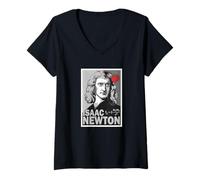 Donna Maglietta Pop Art Stile Poster di Isaac Newton Maglietta con Collo a V