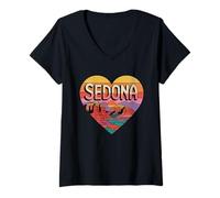 Donna Maglietta Sedona Arizona Heart - Rocce Rosse retrò Vintage Maglietta con Collo a V