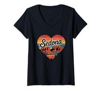 Donna Maglietta Sedona Arizona Heart - Rocce Rosse retrò Vintage Maglietta con Collo a V