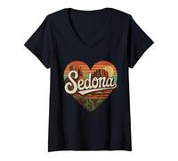 Donna Maglietta Sedona Arizona Heart - Rocce Rosse retrò Vintage Maglietta con Collo a V