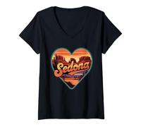 Donna Maglietta Sedona Arizona Heart - Rocce Rosse retrò Vintage Maglietta con Collo a V