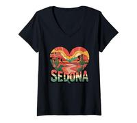 Donna Maglietta Sedona Arizona Heart - Rocce Rosse retrò Vintage Maglietta con Collo a V