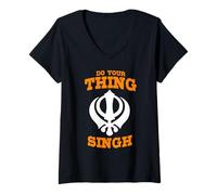 Donna Maglietta Singh Sikh Punjabi Do Your Thing Maglietta con Collo a V