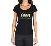 Donna Maglietta Stelle Edizione Limitata 1981 - Stars, Limited Edition 1981 - 43 Anni Idea Regalo 43° Compleanno T-shirt Anniversario Stampa Grafica Vintage Anno 1981 Novità Nero Profondo S