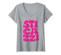 Donna Maglietta Sticazzi Donna - Scritta Divertente Sarcastica Maglietta con Collo a V