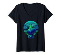 Donna Maglietta Struzzo Divertente Football Retro Game Day Maglietta con Collo a V