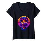 Donna Maglietta Struzzo Divertente Football Retro Game Day Maglietta con Collo a V