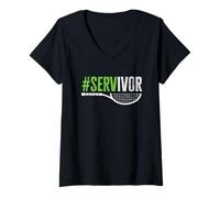 Donna Maglietta Tennis Player #Servivor Game Passion Maglietta con Collo a V