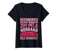 Donna Maglietta umoristica con scritta "Nobody Told Me Funny Wife" Maglietta con Collo a V