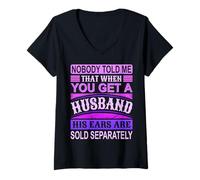 Donna Maglietta umoristica con scritta "Nobody Told Me Funny Wife" Maglietta con Collo a V