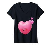 Donna Maglietta Unisex con Cuore timido in 3D, Divertente Maglietta con Collo a V