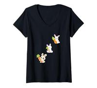 Donna Maglietta unisex con simpatico coniglio, per uomini, donne, bambini Maglietta con Collo a V