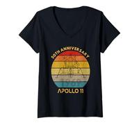 Donna Maglietta Vintage retrò Apollo 11 Moon Landing 50th Anniversary Maglietta con Collo a V