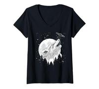 Donna Maglietta Wolf in moon light - Fantastico lupo che ulula Maglietta con Collo a V