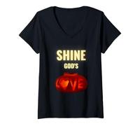 Donna Magliette cristiane Shine God's Love Alternative Halloween Maglietta con Collo a V