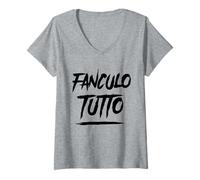 Donna Magliette Divertenti - Scritte Simpatiche Odio Tutti Fanculo Maglietta con Collo a V
