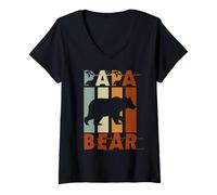 Donna Magliette fantastiche Papa Bear Maglietta con Collo a V