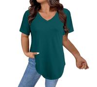 Donna Magliette Manica Corta Leggera Firmate Comoda Elegante Tee Top Estive Oversize Classica Casual T Shirt Curvy Moda Bianca Maglietta da Donna Taglie Forti Basic Elasticizzato Cotone Tee Bluse