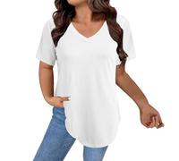Donna Magliette Manica Corta Leggera Firmate Comoda Elegante Tee Top Estive Oversize Classica Casual T Shirt Curvy Moda Bianca Maglietta da Donna Taglie Forti Basic Elasticizzato Cotone Tee Bluse