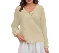 Donna Magliette Maniche Lunghe Henley T-Shirt Camicetta a Maglia Maglione Bottoni Scollo a V Pullover Morbido Leggere Top Sweatshirts T-Shirt Tempo Libero Sport Fitness Outdoor Moda Streetwear