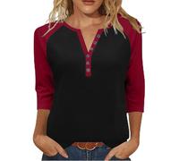 Donna Magliette Maniche Lunghe Henley T-Shirt Camicetta a Maglia Maglione Bottoni Scollo a V Pullover Morbido Leggere Top Sweatshirts T-Shirt Maglioni da Donna