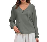 Donna Magliette Maniche Lunghe Henley T-Shirt Camicetta a Maglia Maglione Bottoni Scollo a V Pullover Morbido Leggere Top Sweatshirts T-Shirt Tempo Libero Sport Fitness Outdoor Moda Streetwear
