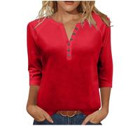 Donna Magliette Maniche Lunghe Henley T-Shirt Camicetta a Maglia Maglione Bottoni Scollo a V Pullover Morbido Leggere Top Sweatshirts T-Shirt Maglioni da Donna