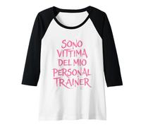 Donna Magliette Palestra Donna Divertenti. Vittima del Mio Trainer Maglia con Maniche Raglan