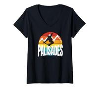 Donna Maglione da sci Ski Palisades Retro Sun Extreme Palisades CA Cool Maglietta con Collo a V