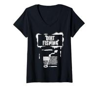 Donna Magnet Detector Dirt Fishing America Flag Treasure Hunter Maglietta con Collo a V