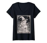 Donna Mago Tarot Rana Rospo | Witchcore Cottagecore Dark Academia Maglietta con Collo a V