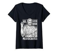 Donna mAh, va Bene così, mediocri, Divertente, filosofia Greca Maglietta con Collo a V