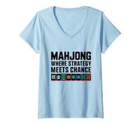 Donna Mahjong Dove La Strategia Incontra Chance Tile Game Mahjong Maglietta con Collo a V