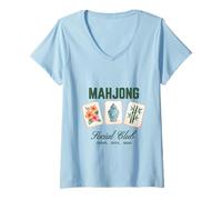 Donna Mahjong Game Lover mAh Jong Players Graphic Mahjong Maglietta con Collo a V