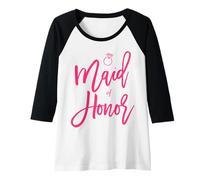 Donna Maid of Honor Script Rosa Festa Nuziale Maglia con Maniche Raglan