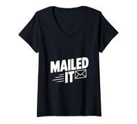 Donna Mailed It Divertente per Gli impiegati postali e Gli Amanti della Posta Maglietta con Collo a V