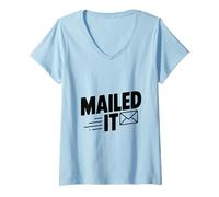 Donna Mailed It Divertente per Gli impiegati postali e Gli Amanti della Posta Maglietta con Collo a V