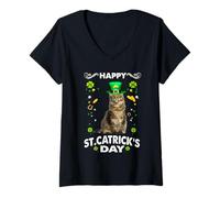 Donna Maine Coon Cat Happy St Catricks Day Funny St Patricks Day Maglietta con Collo a V