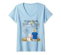 Donna Maine Coon Cat I'm Only Talking To My Cat Today Cats Lovers Maglietta con Collo a V