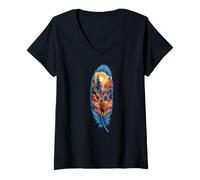 Donna Majestic Deer Feather Wildlife Zoo Day Uomini Donne Bambini Maglietta con Collo a V