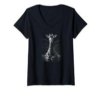 Donna Majestic Giraffe African Wildlife Safari Maglietta con Collo a V