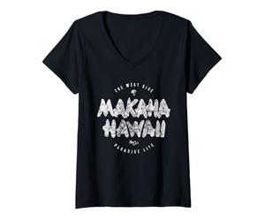 Donna Makaha West Side Hawaii Paradise Life Stile Vintage Maglietta con Collo a V