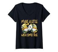Donna Make A Little Wish Dandelion Gnome Graphic For Gardener Maglietta con Collo a V