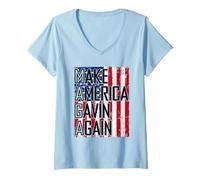 Donna Make America Gavin Again Funny Sarcastico Detto Citazione Meme Maglietta con Collo a V