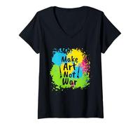 Donna Make Art Not War Divertente Artisti Outfit Art Maglietta con Collo a V