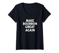 Donna Make Bourbon Great Again T-Shirt Funny Bourbons Maglietta con Collo a V