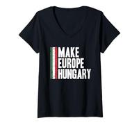Donna Make Europe Ungheria, I Love Hungary Freedom Maglietta con Collo a V